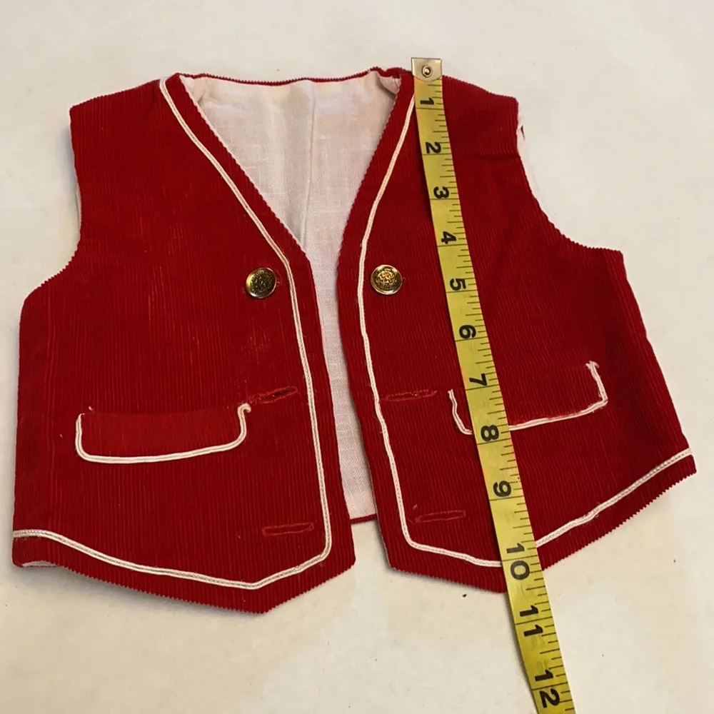 Vintage Buttons & Red corduroy Unisex Childs Vest
